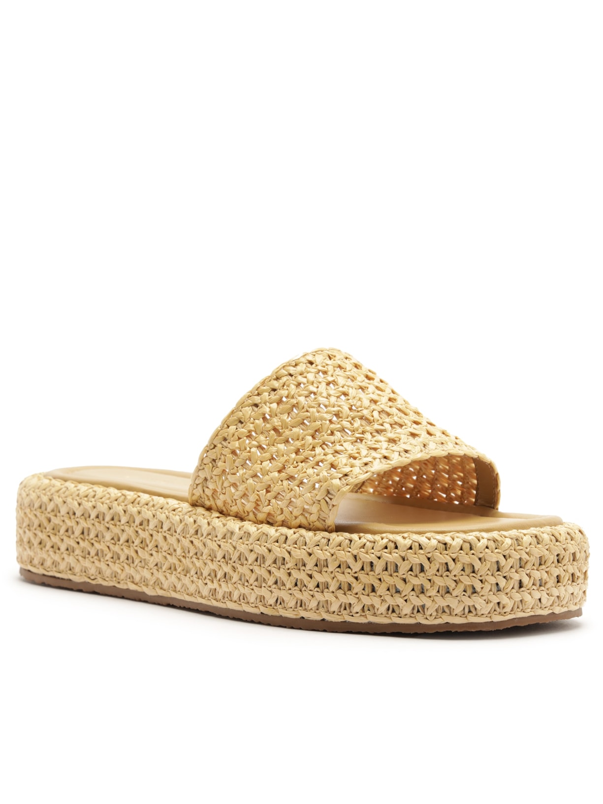 Sandália Feminina Tamanco Palha Natural Flatform Tira Emma Bege Arezzo