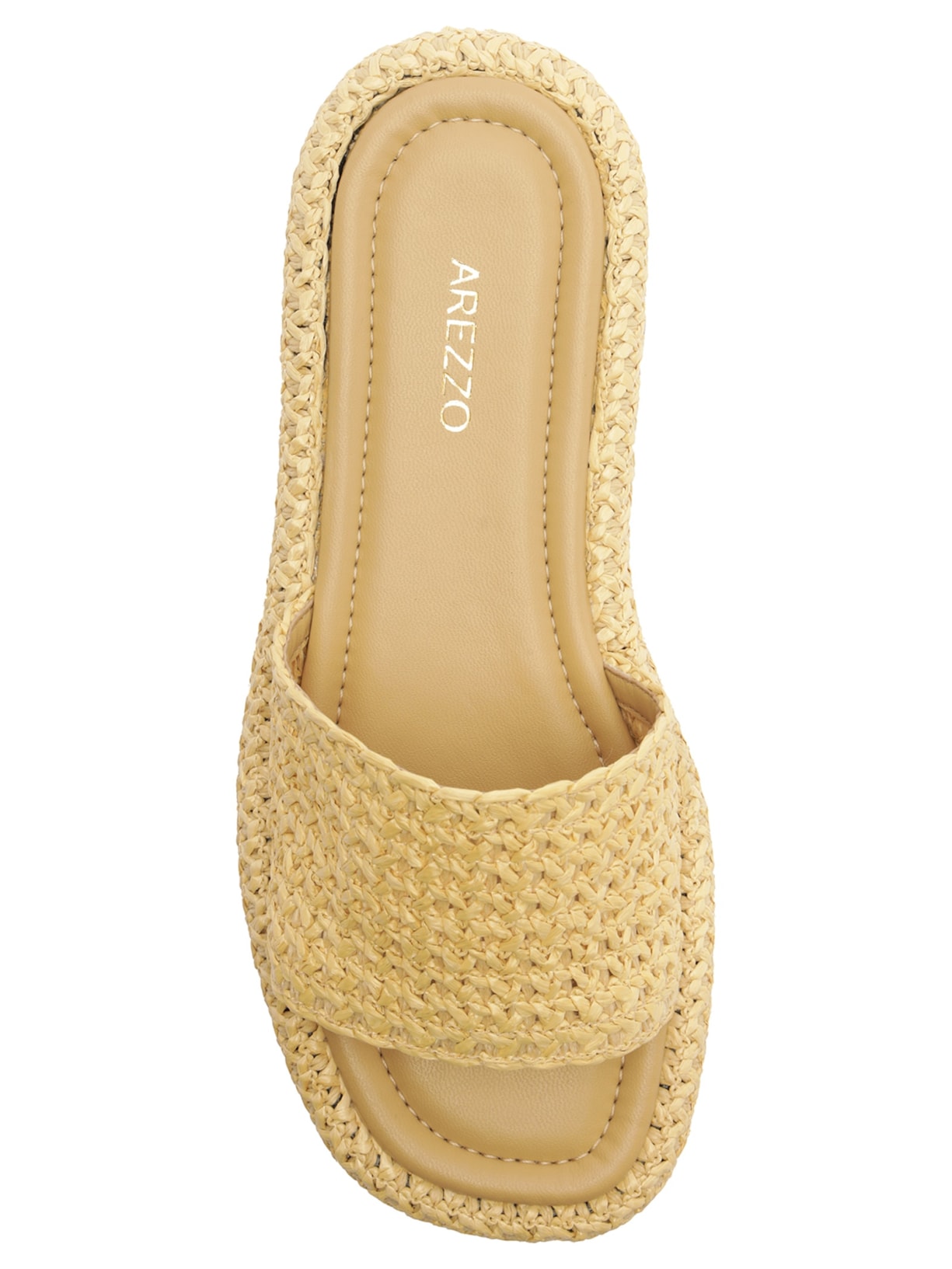 Sandália Feminina Tamanco Palha Natural Flatform Tira Emma Bege Arezzo