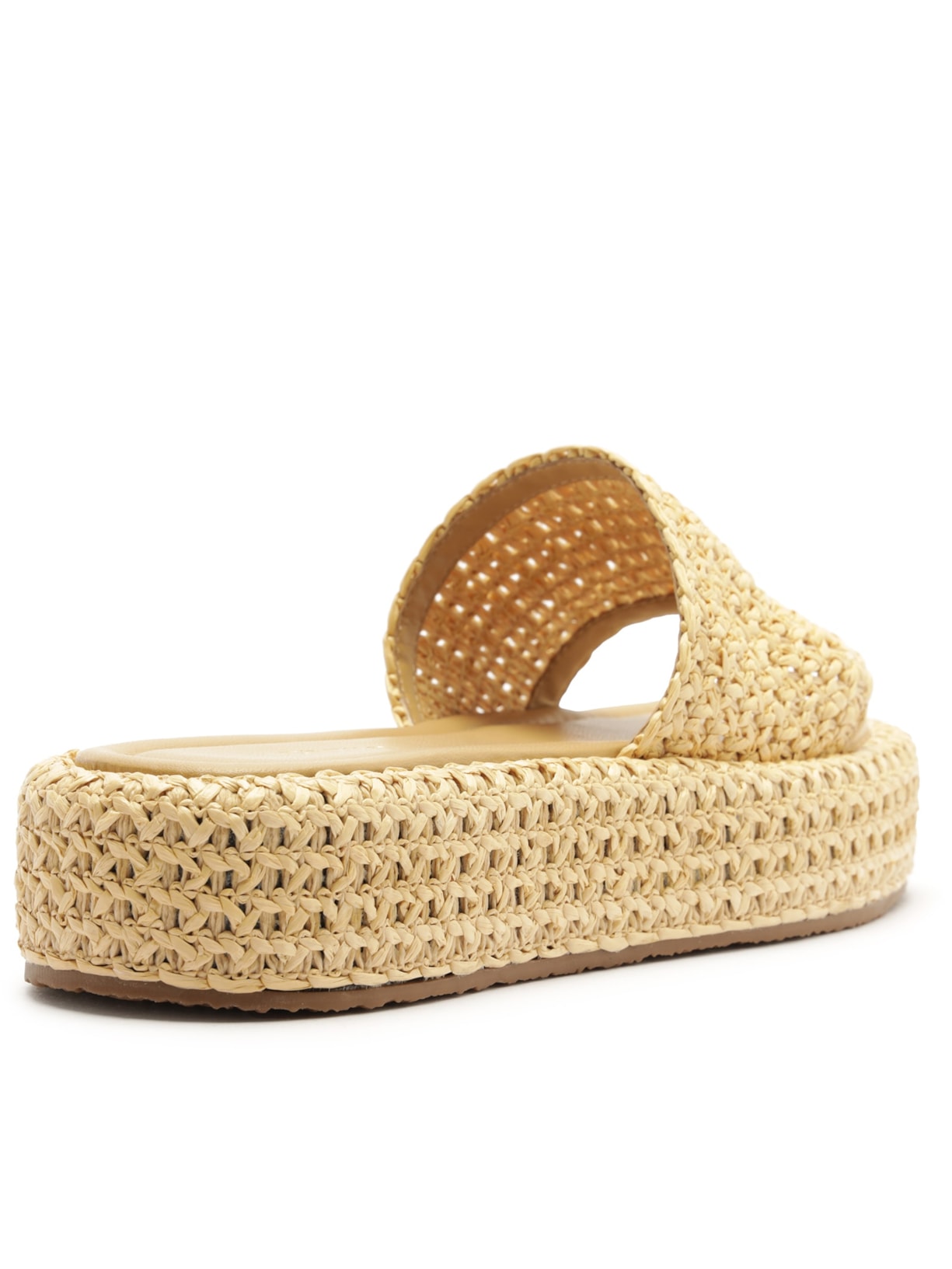 Sandália Feminina Tamanco Palha Natural Flatform Tira Emma Bege Arezzo