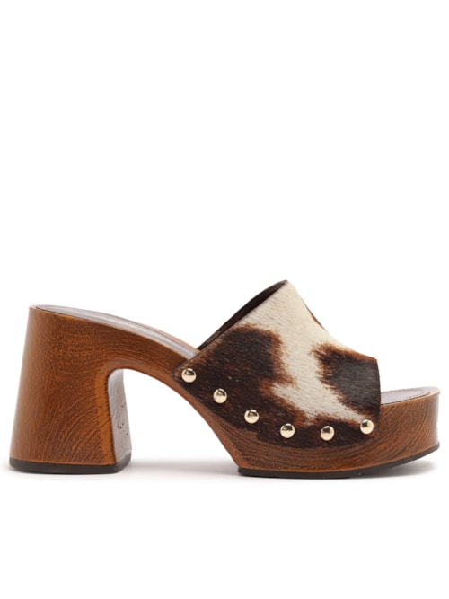 Sandália Feminina Tamanco Pelo Milka - Animal Print