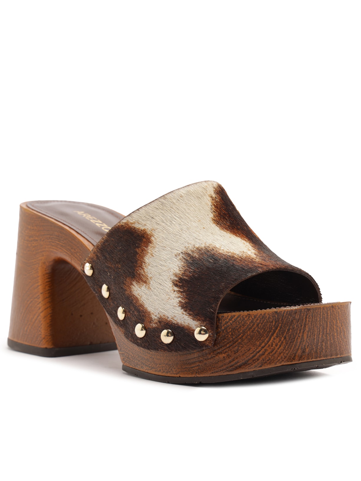 Sandália Feminina Tamanco Pelo Milka Animal Print Arezzo