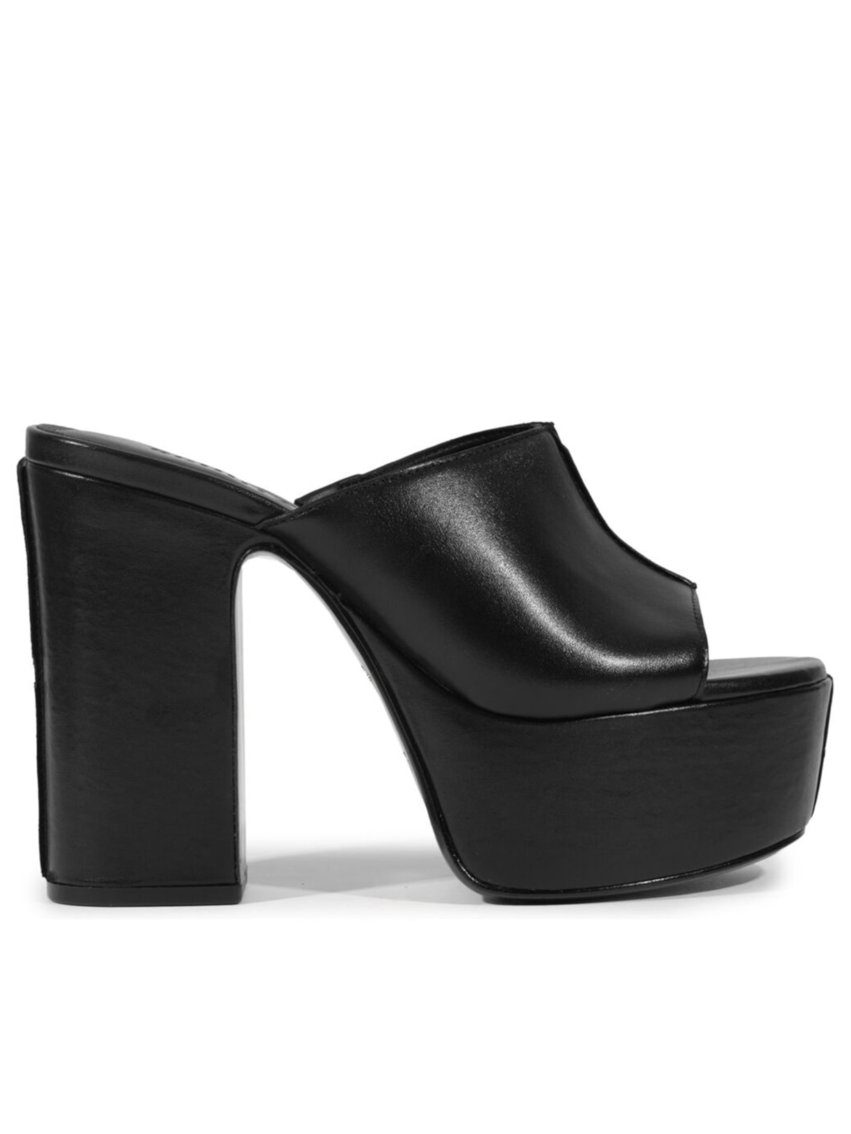 Sandália Feminina Tamanco Plataforma Couro Preto Schutz