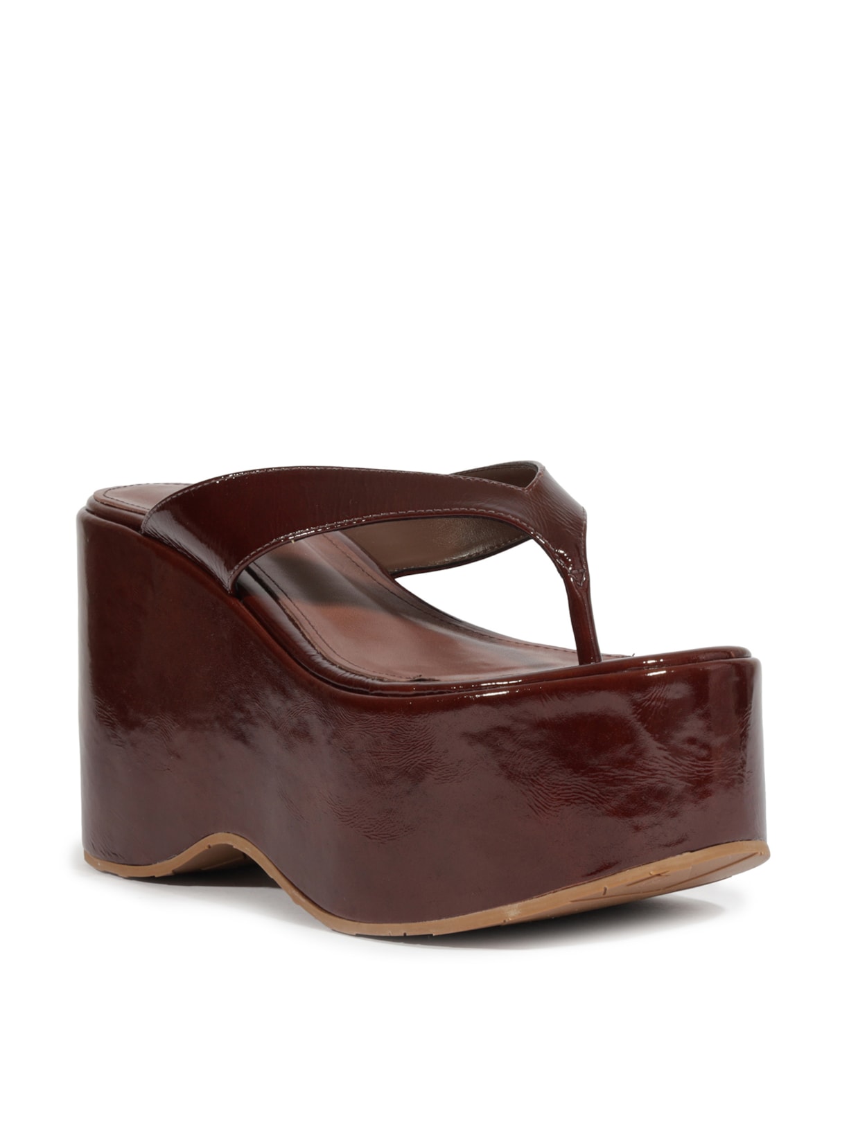 Sandália Feminina Thong Couro Marrom Schutz + Nati Vozza