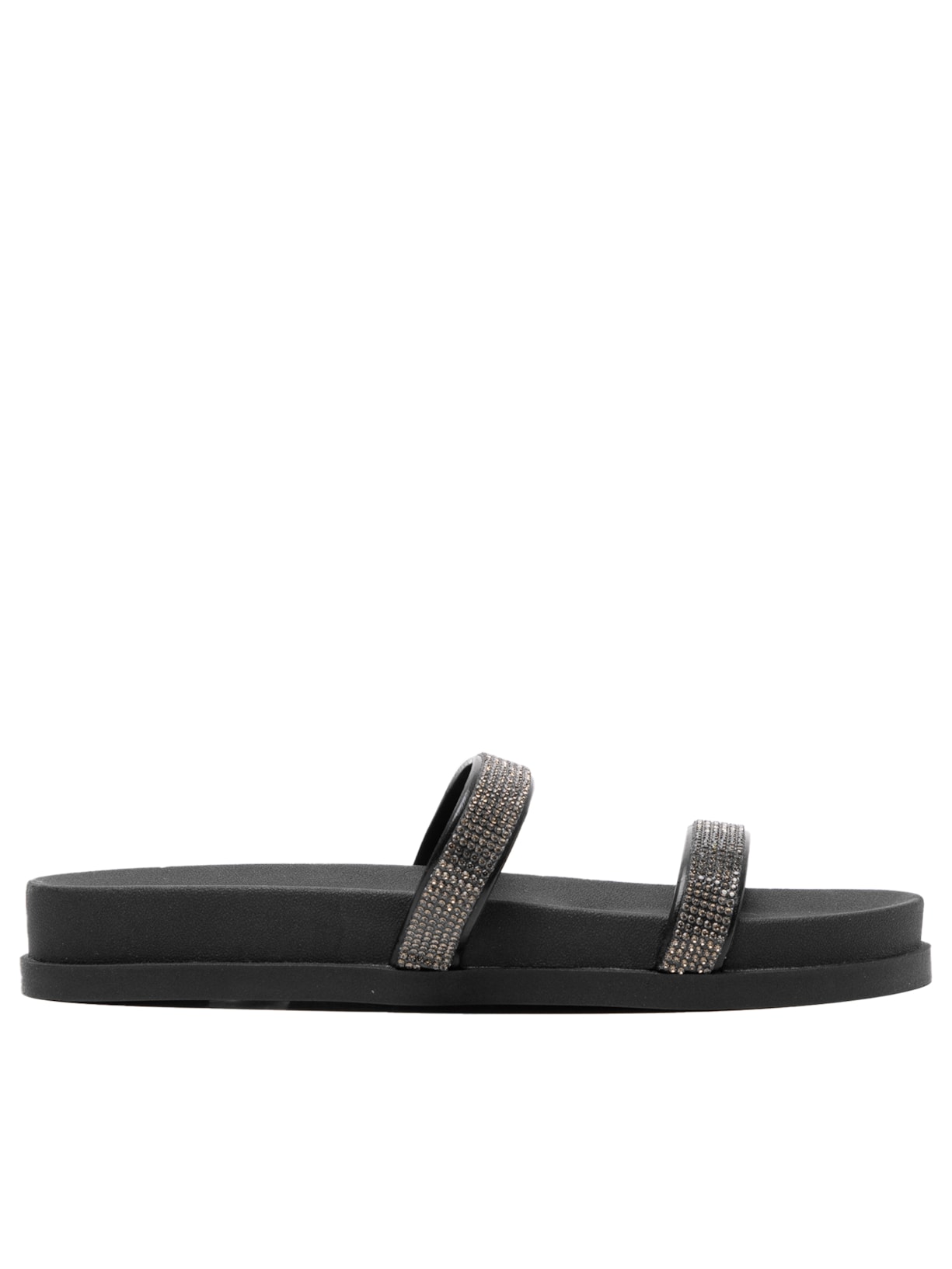 Sandália Feminina Tira Strass - Preto