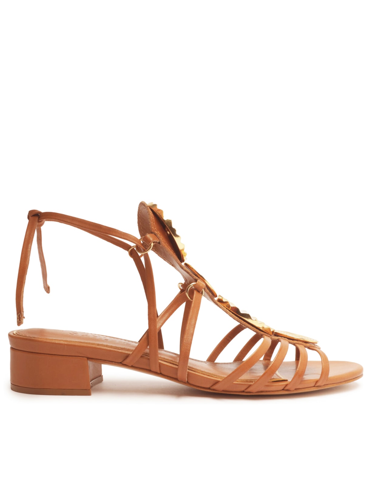 Sandália Feminina Tiras Amarração Couro - Marrom