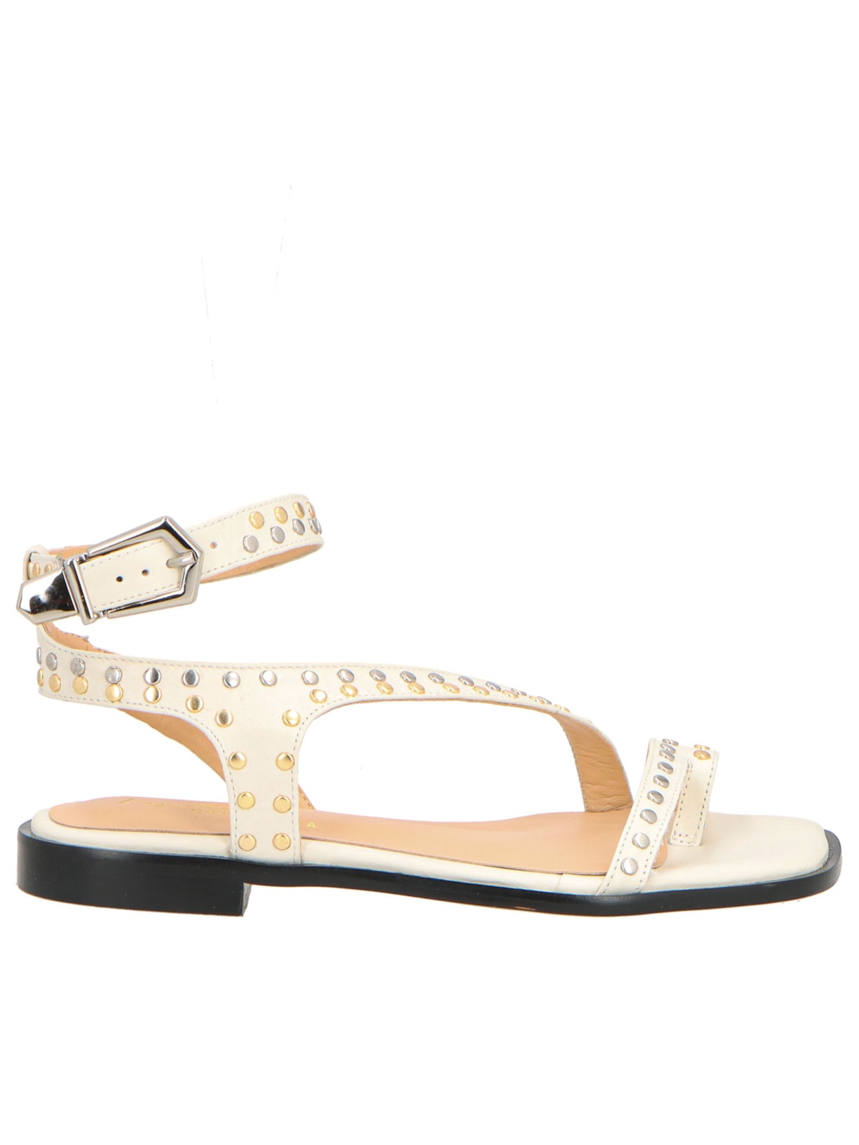 Sandália Feminina Tiras Com Aplicação - Off White