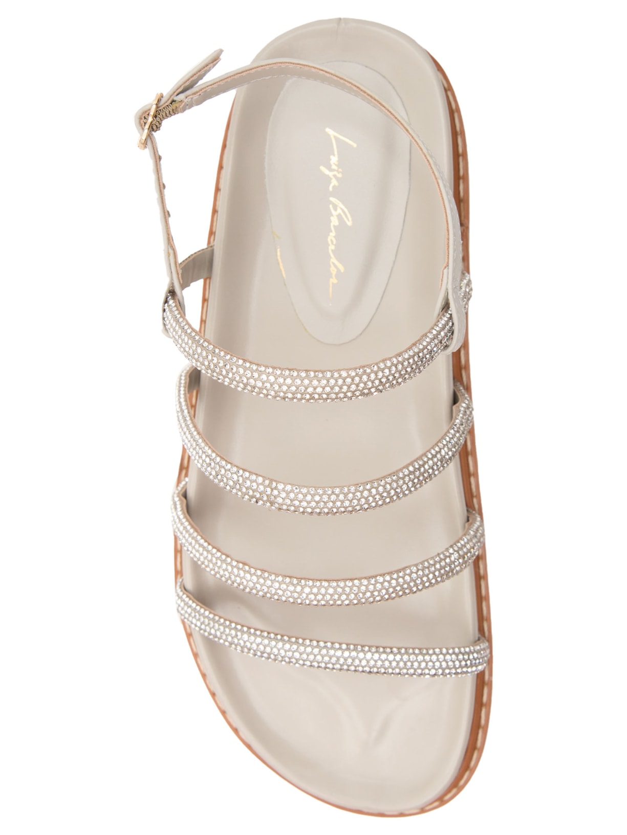 Sandália Feminina Tiras Cristais Prata Luiza Barcelos