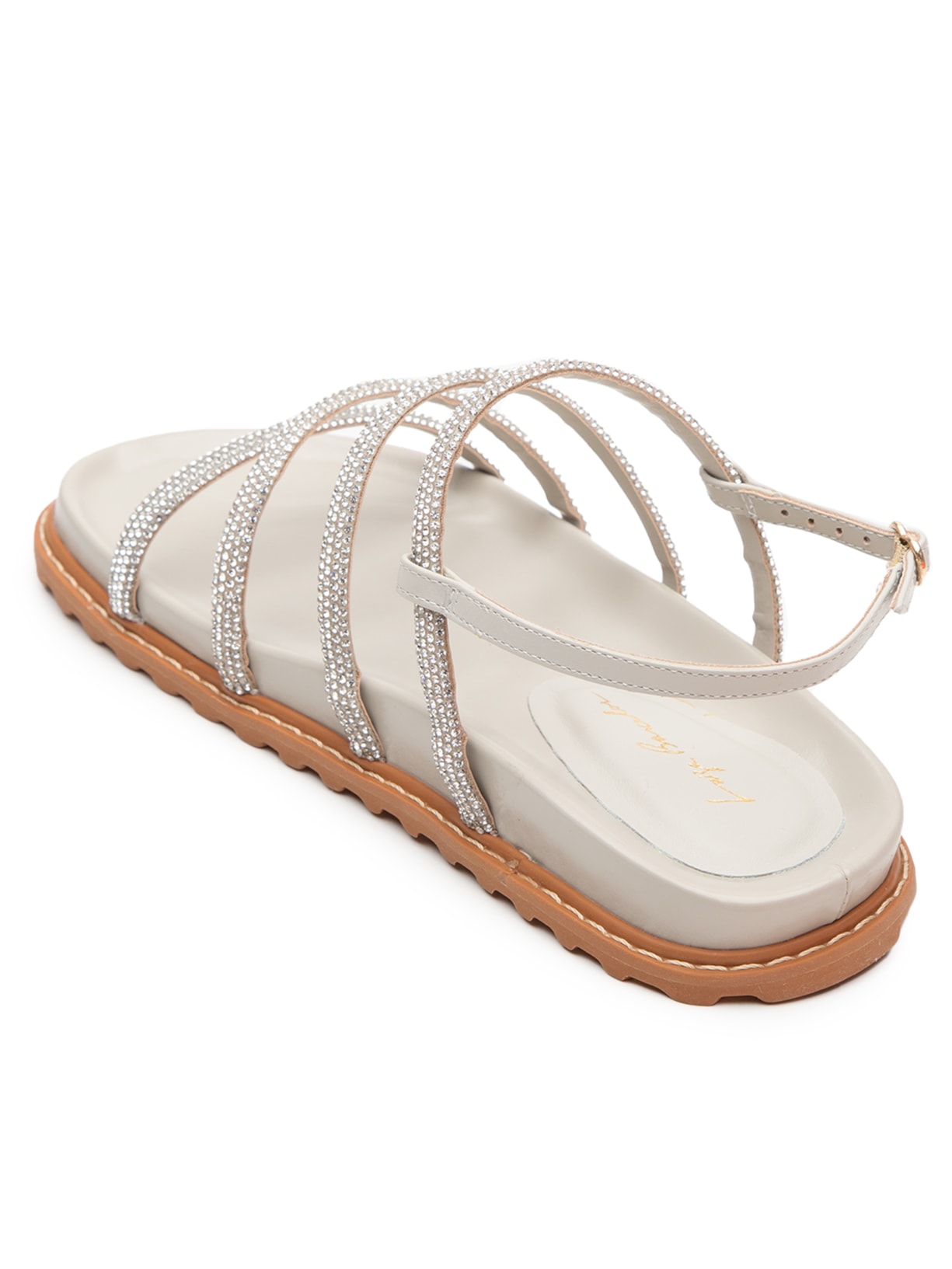 Sandália Feminina Tiras Cristais Prata Luiza Barcelos