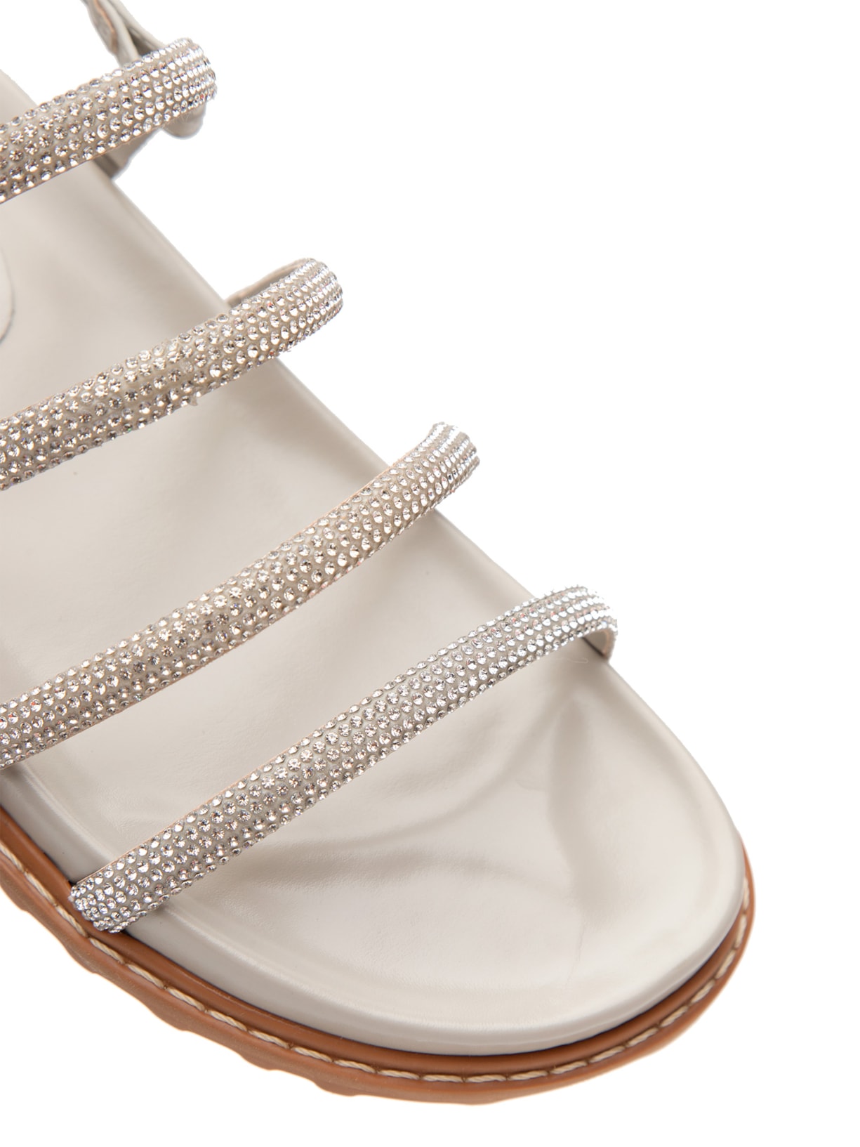 Sandália Feminina Tiras Cristais Prata Luiza Barcelos