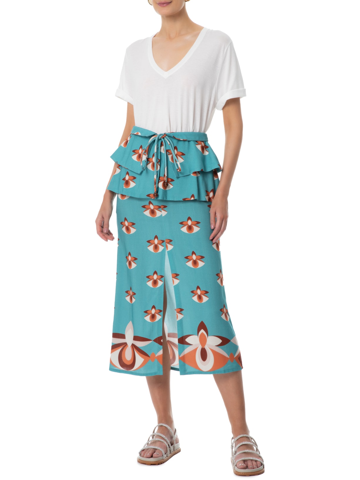 Sandália Feminina Tiras Cristais Prata Luiza Barcelos