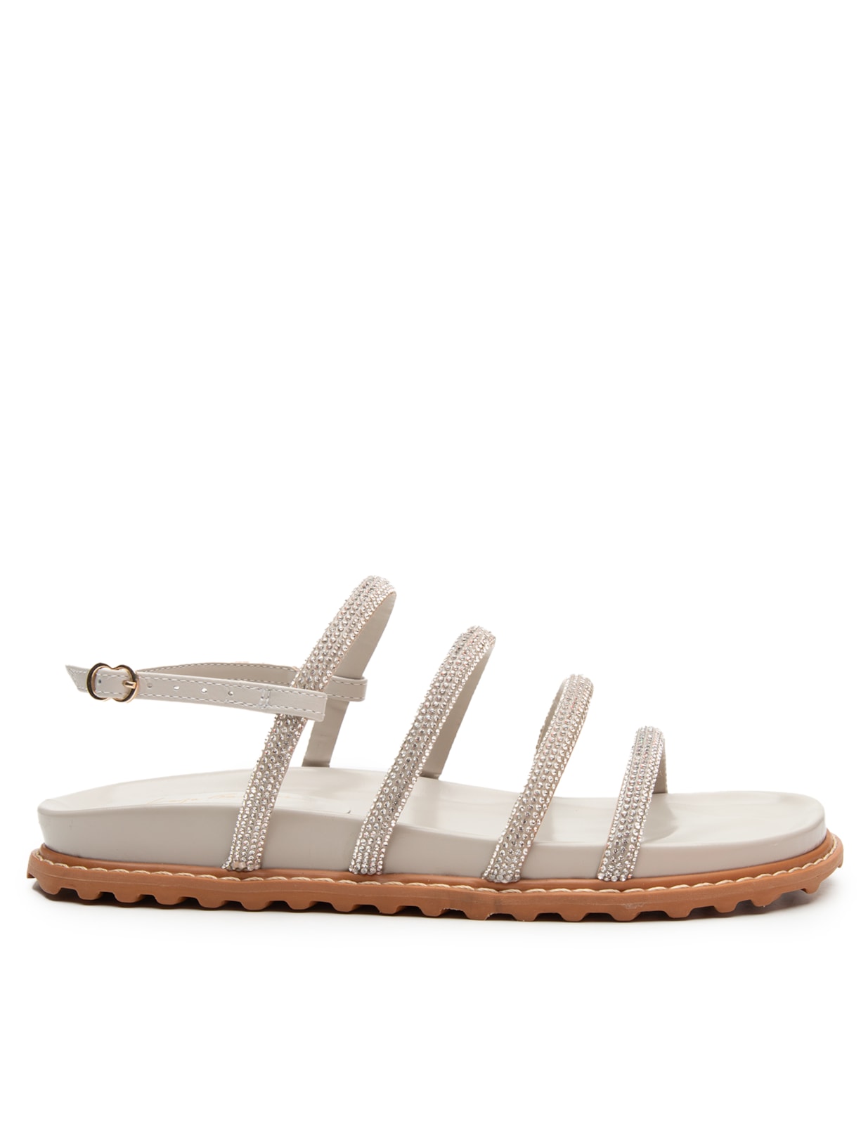 Sandália Feminina Tiras Cristais Prata Luiza Barcelos