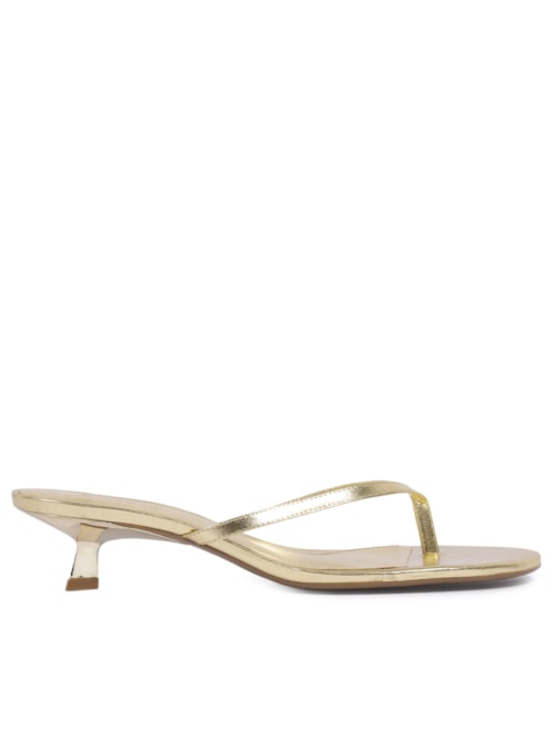 Sandália Feminina Tiras Salto Baixo - Dourado
