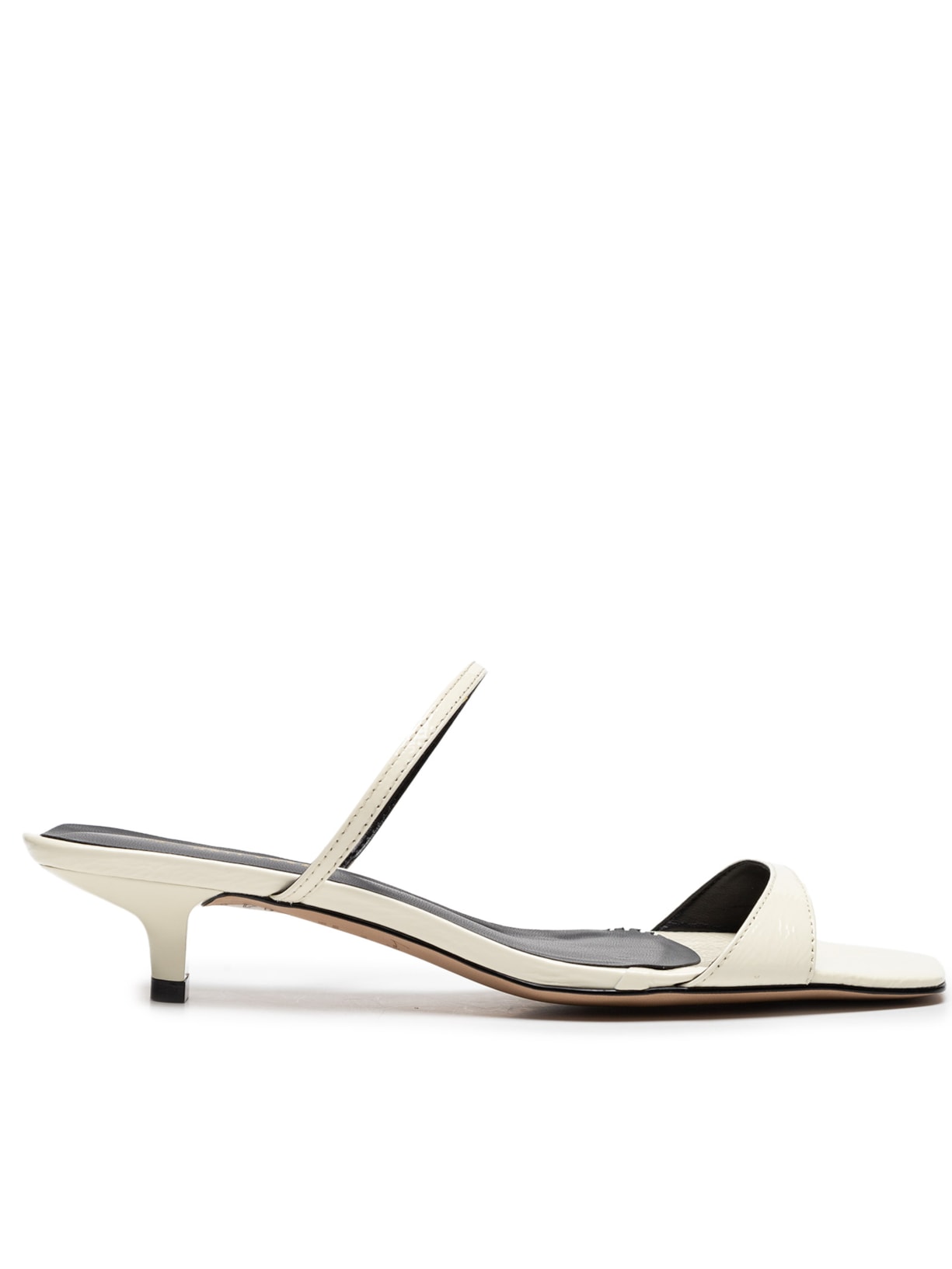 Sandália Feminina Verniz Bico Quadrado Salto Baixo - Off White