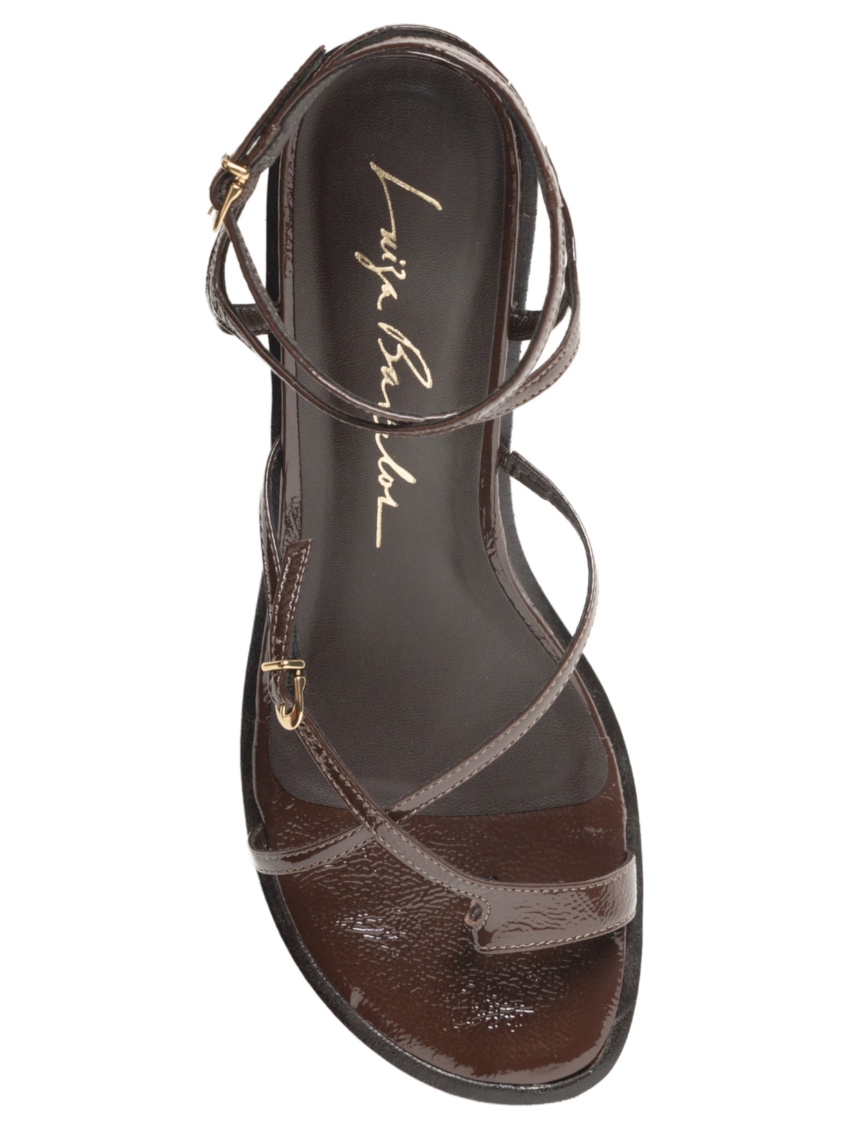 Sandália Feminina Verniz Show Couro Marrom Luiza Barcelos