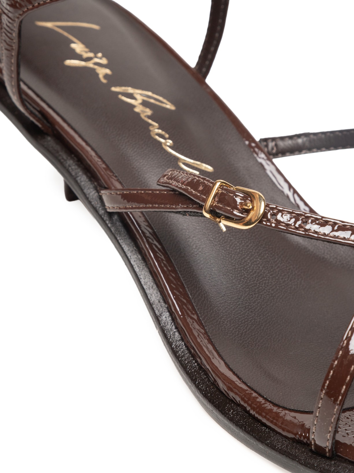 Sandália Feminina Verniz Show Couro Marrom Luiza Barcelos