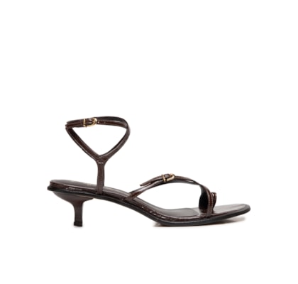 Sandália Feminina Verniz Show Couro - Marrom