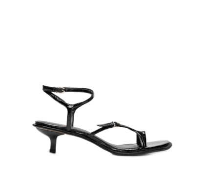 Sandália Feminina Verniz Show Couro - Preto