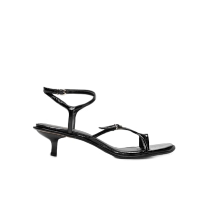 Sandália Feminina Verniz Show Couro - Preto