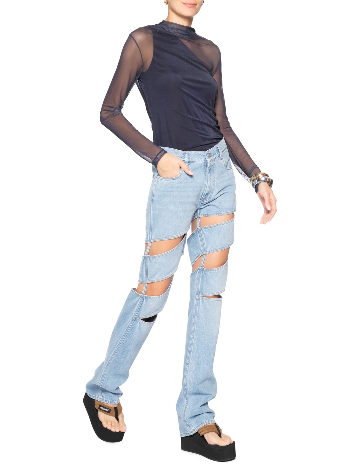 Sandália Feminina Wedge Marrom Coperni