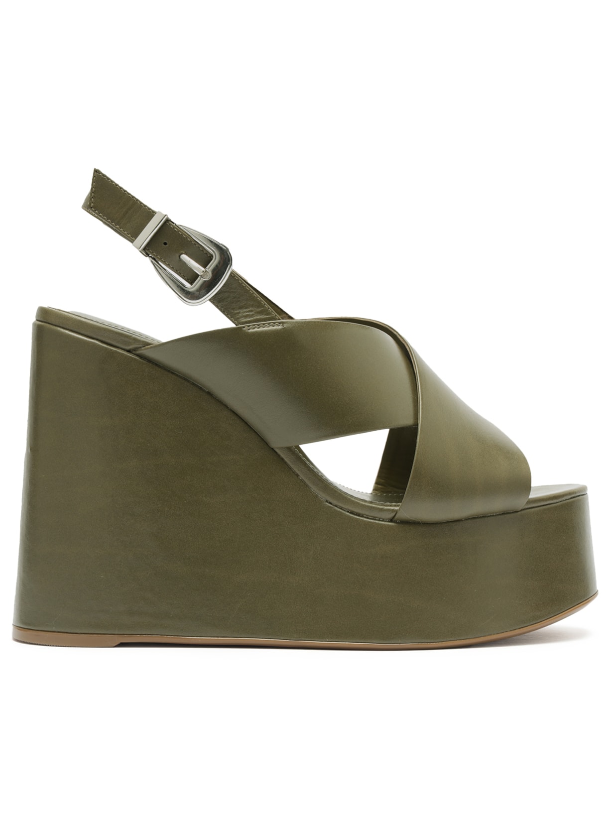 Sandália Feminina Wide Plataforma Couro - Verde