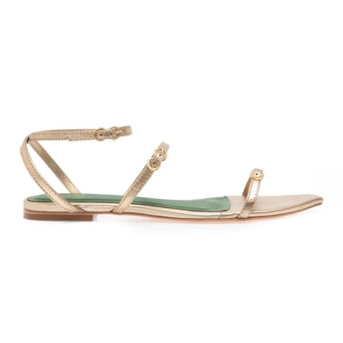 Sandália Flat Bico Folha Camille Champagne