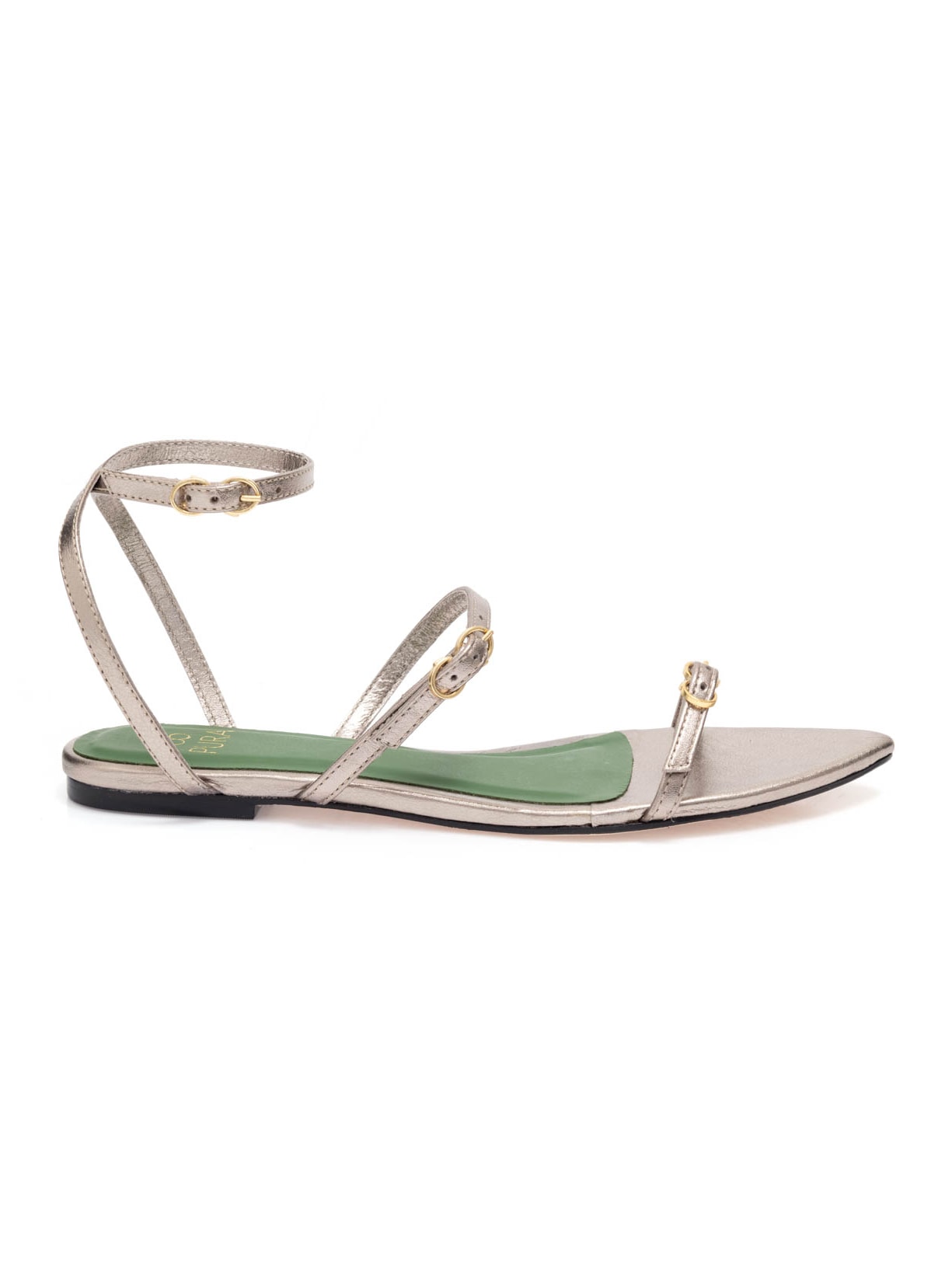 Sandália Flat Bico Folha Camille Prata