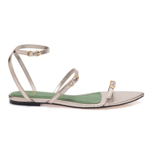 Sandália Flat Bico Folha Camille Prata