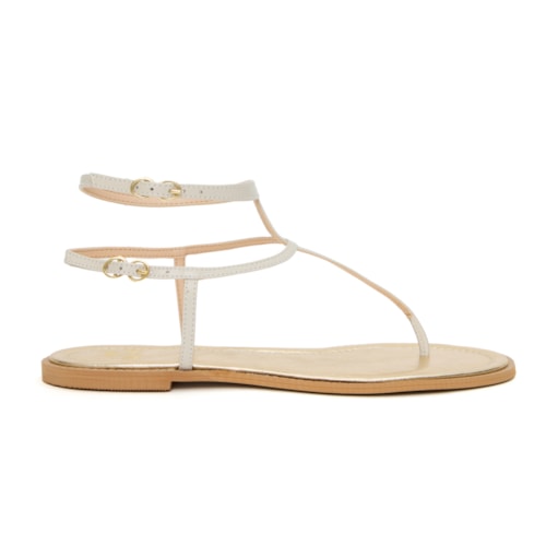 Sandália Flat Celina Champagne e Off White