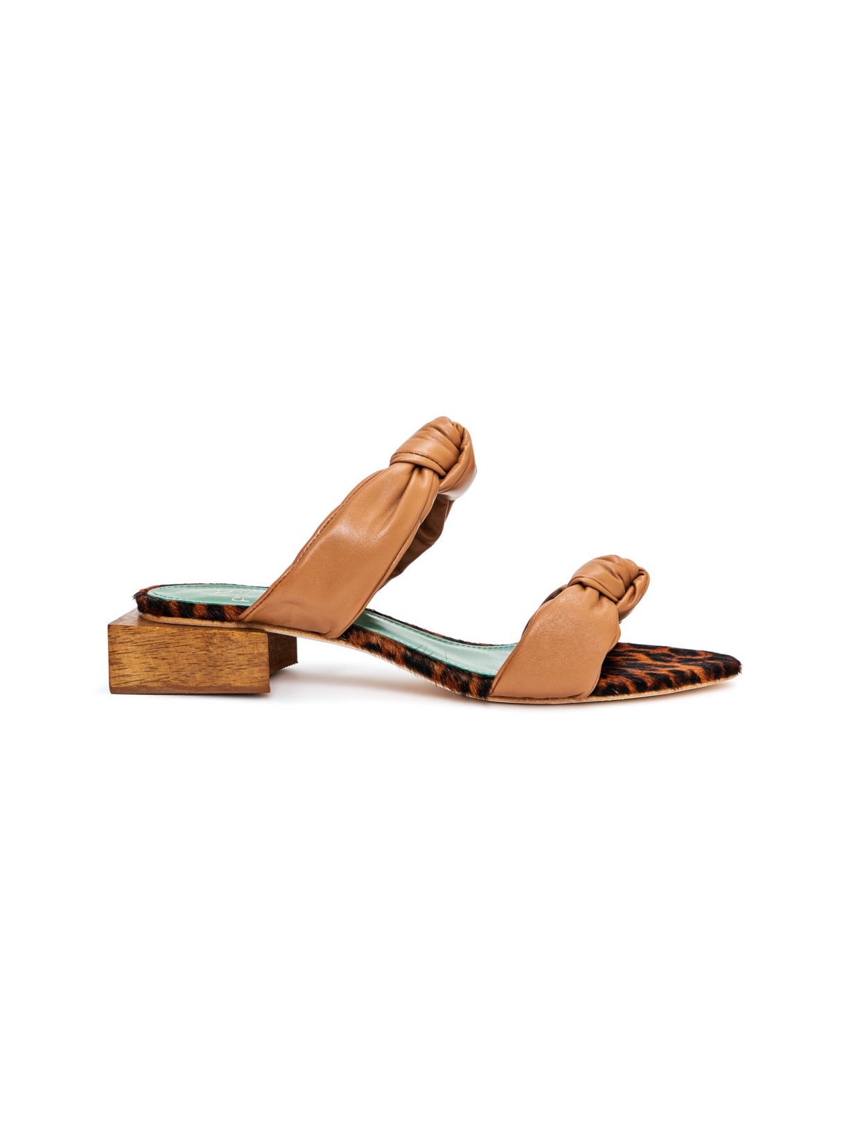 Sandália Flat Leticia Couro Toffee e Onça