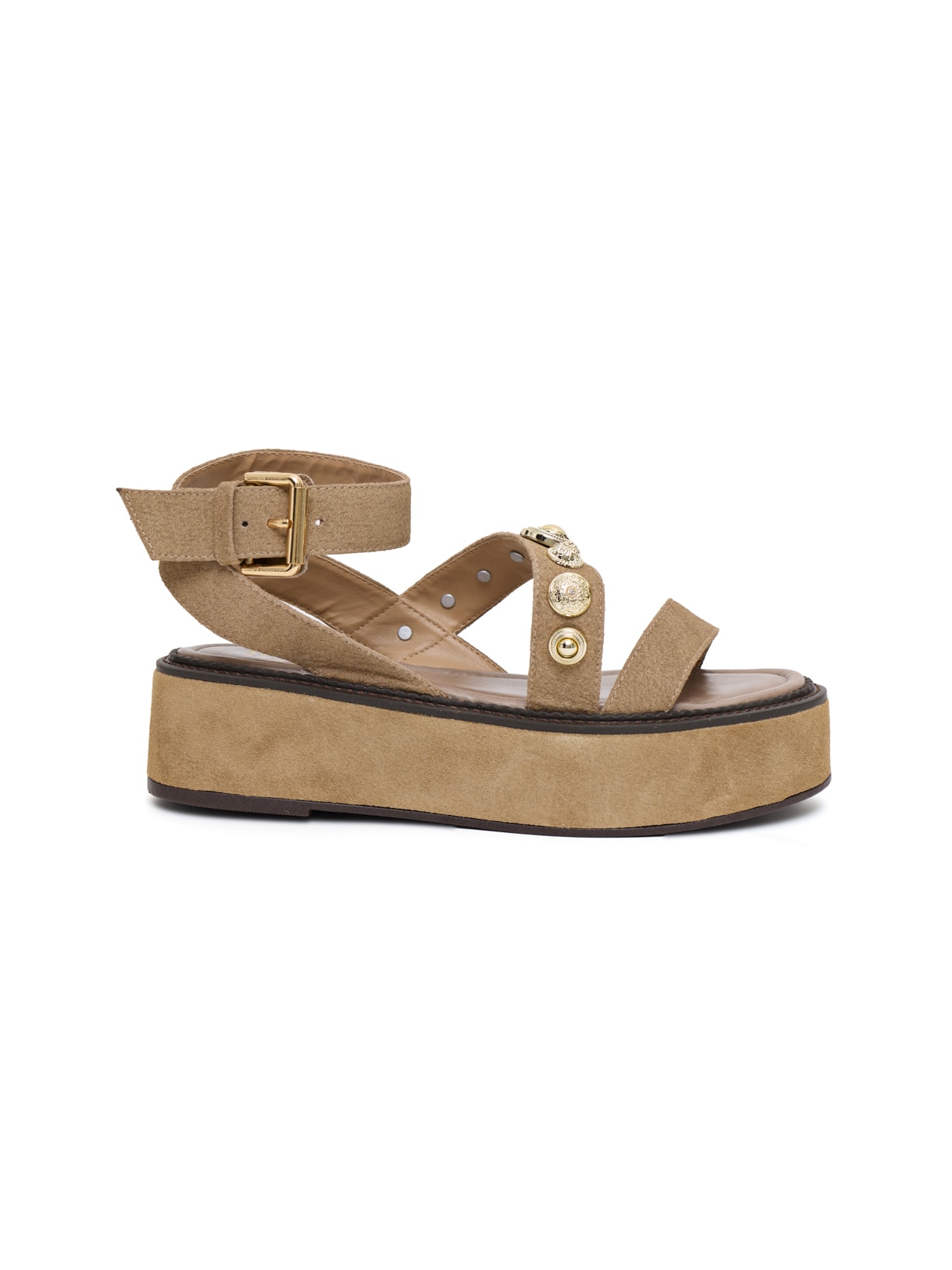 Sandália Flatform Mira Fendi em Camurça Pura
