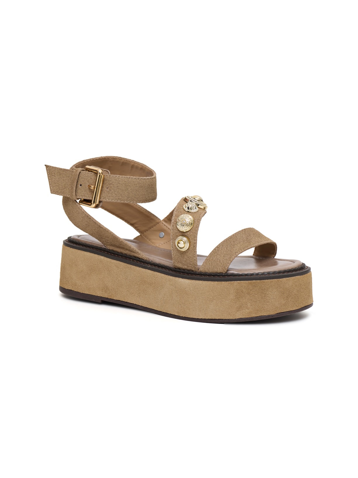 Sandália Flatform Mira Fendi em Camurça Pura