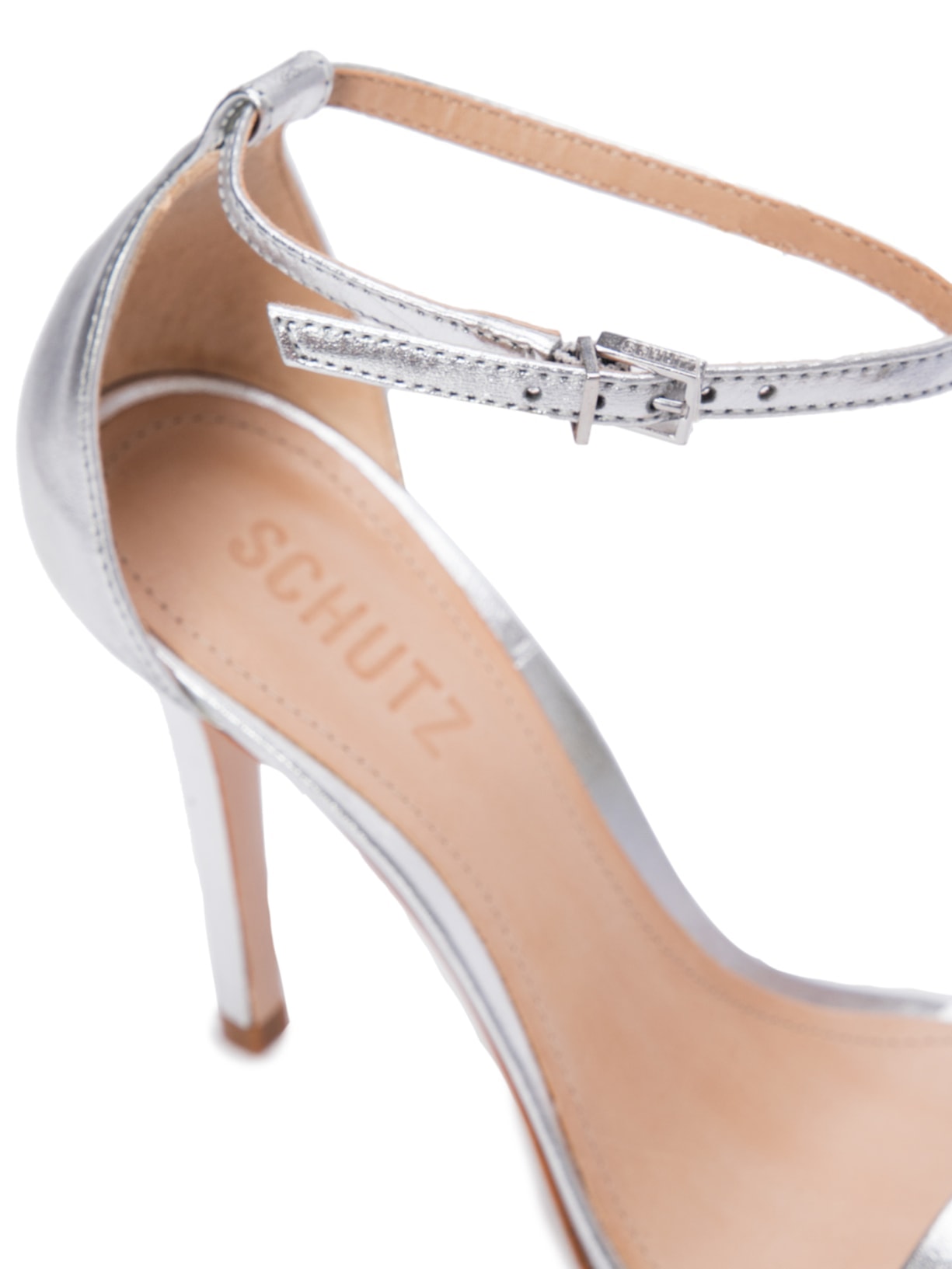 Sandália Gisele Salto Fino Prata Schutz