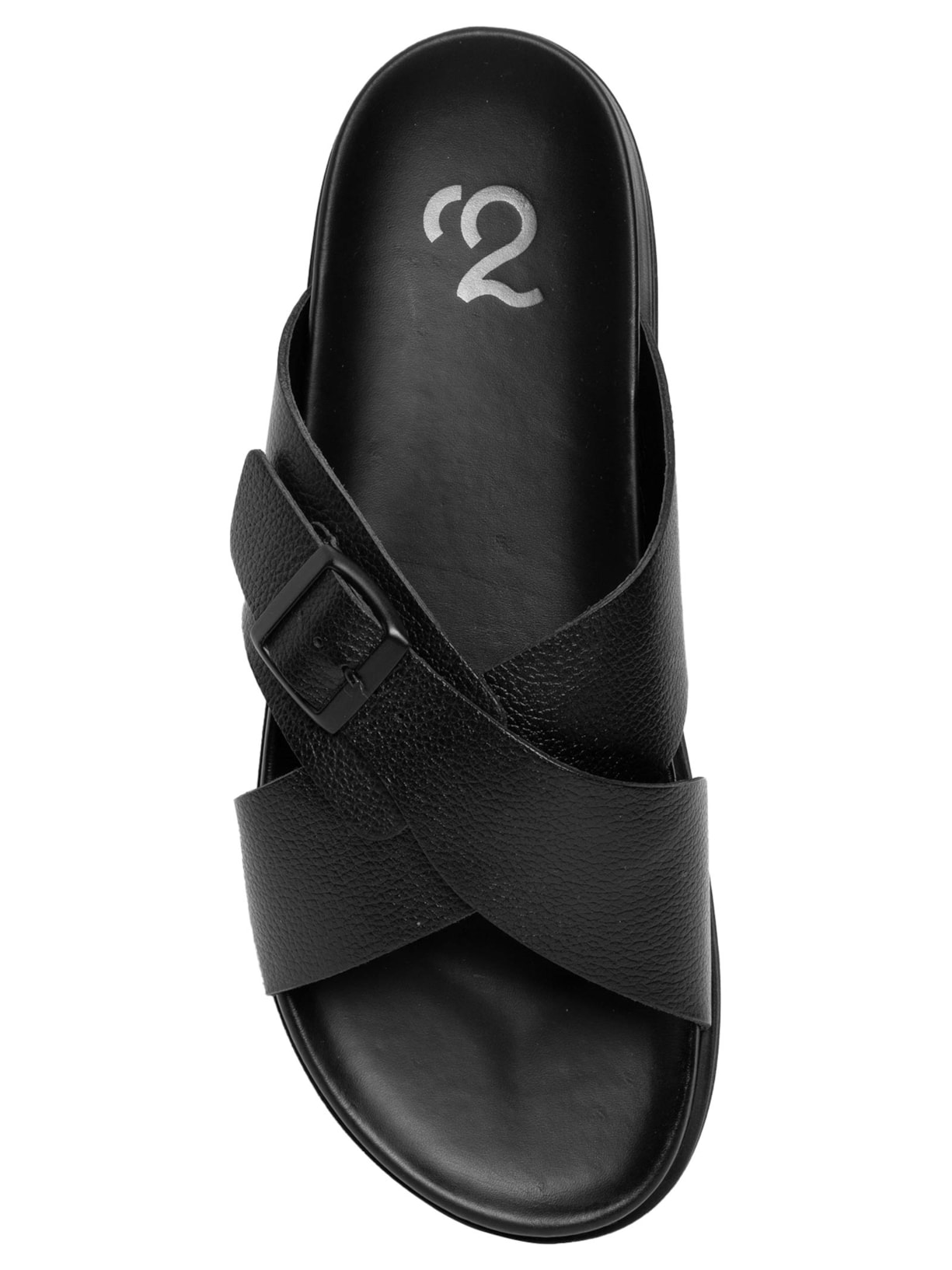 Sandália Masculina Clássica Em Couro Detalhe Em Fivela Preto '2 Essential