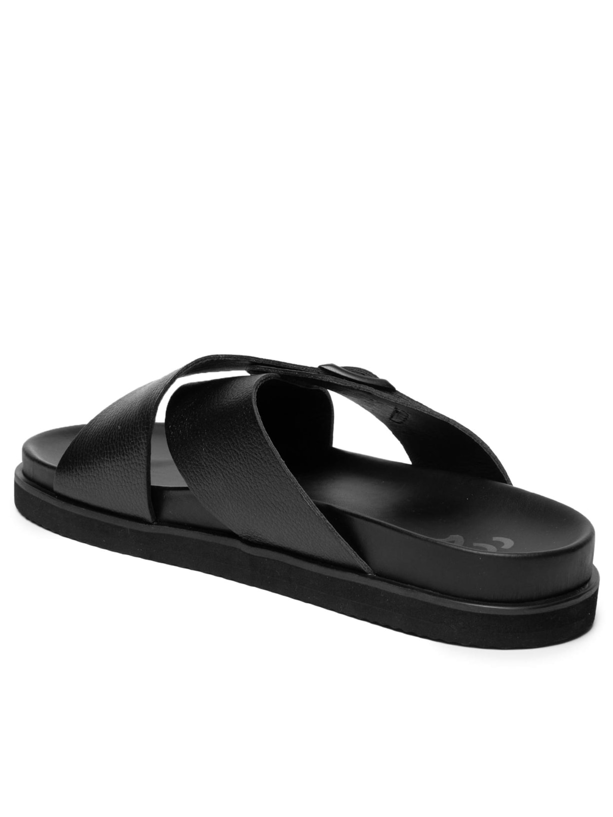 Sandália Masculina Clássica Em Couro Detalhe Em Fivela Preto '2 Essential