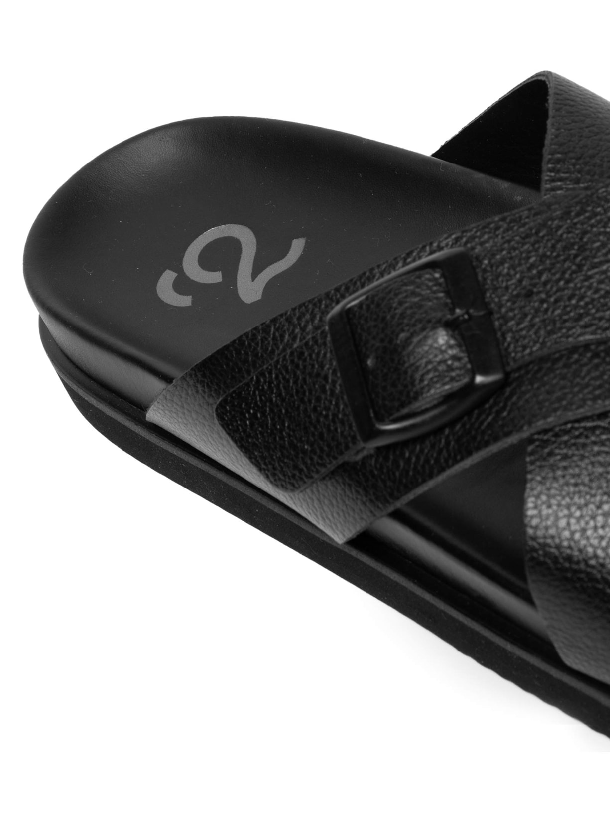 Sandália Masculina Clássica Em Couro Detalhe Em Fivela Preto '2 Essential