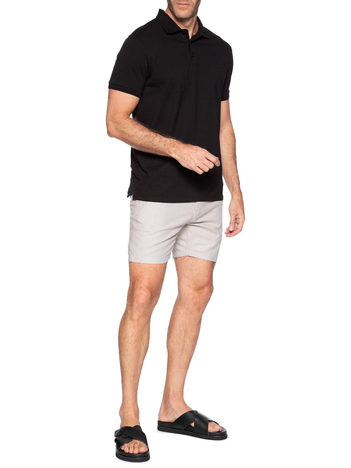 Sandália Masculina Clássica Em Couro Detalhe Em Fivela Preto '2 Essential