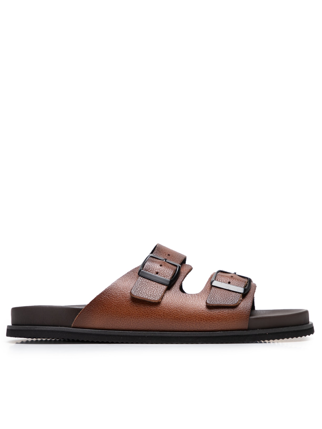 Sándalia Masculina Clássica Em Couro - Marrom