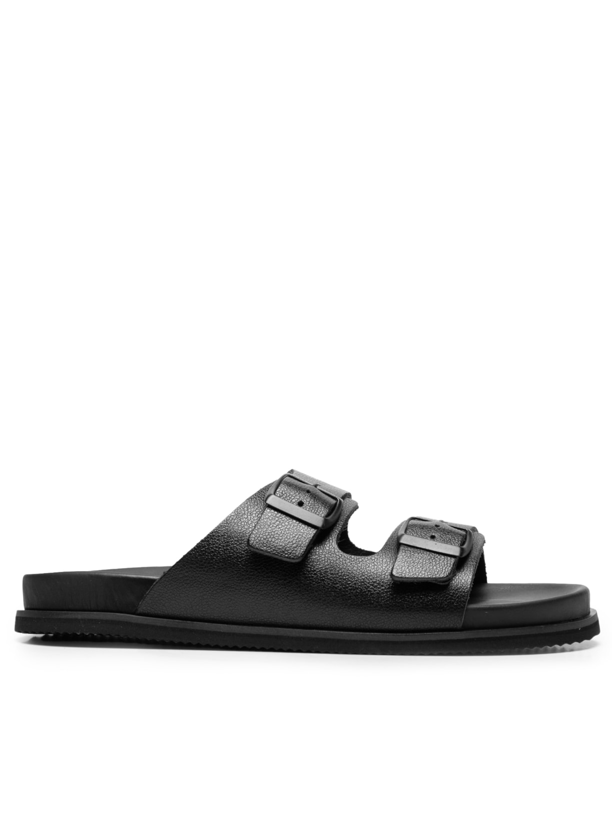 Sándalia Masculina Clássica Em Couro - Preto