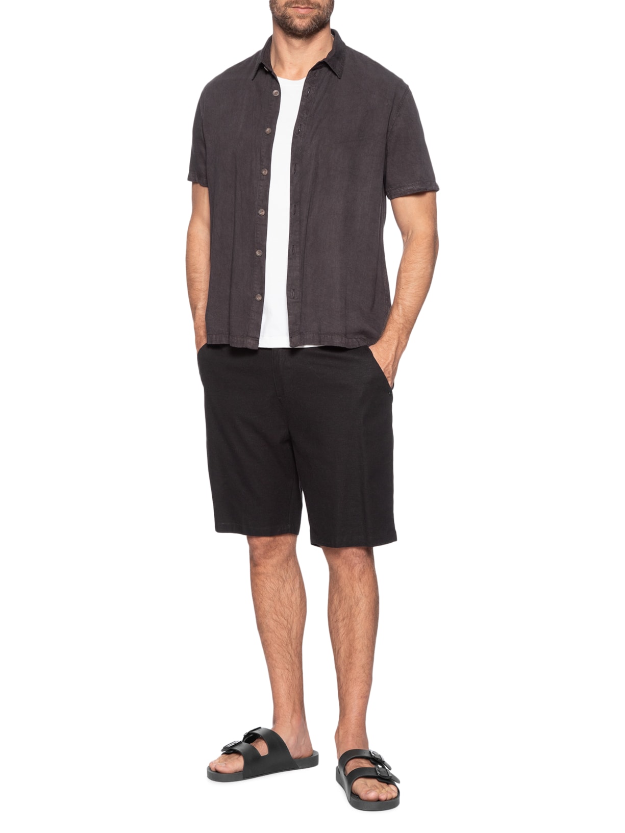 Sandália Masculina Fivela Dupla Preto Sergio K