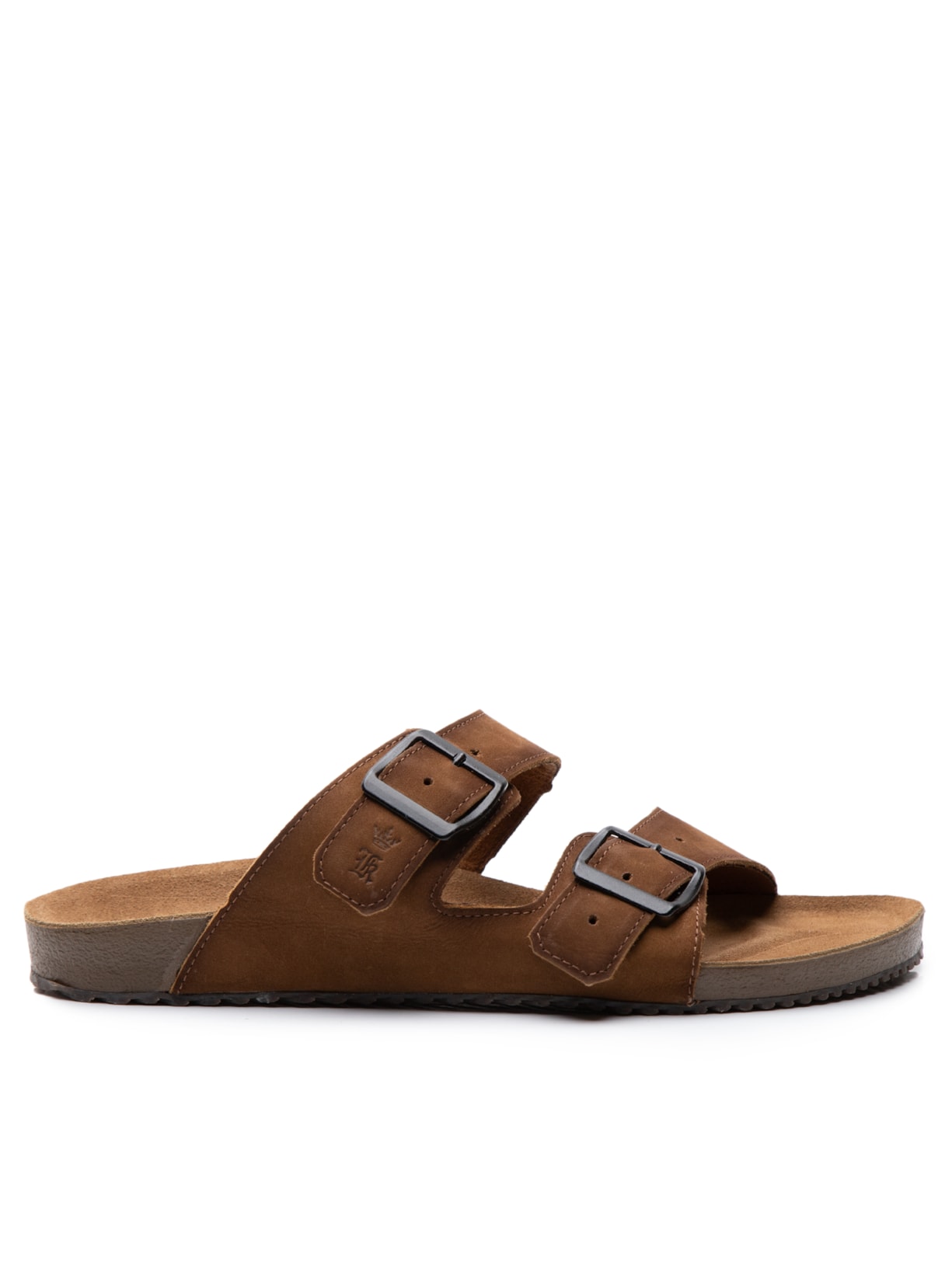 Sandália Masculina Flat Fivela Dupla - Marrom