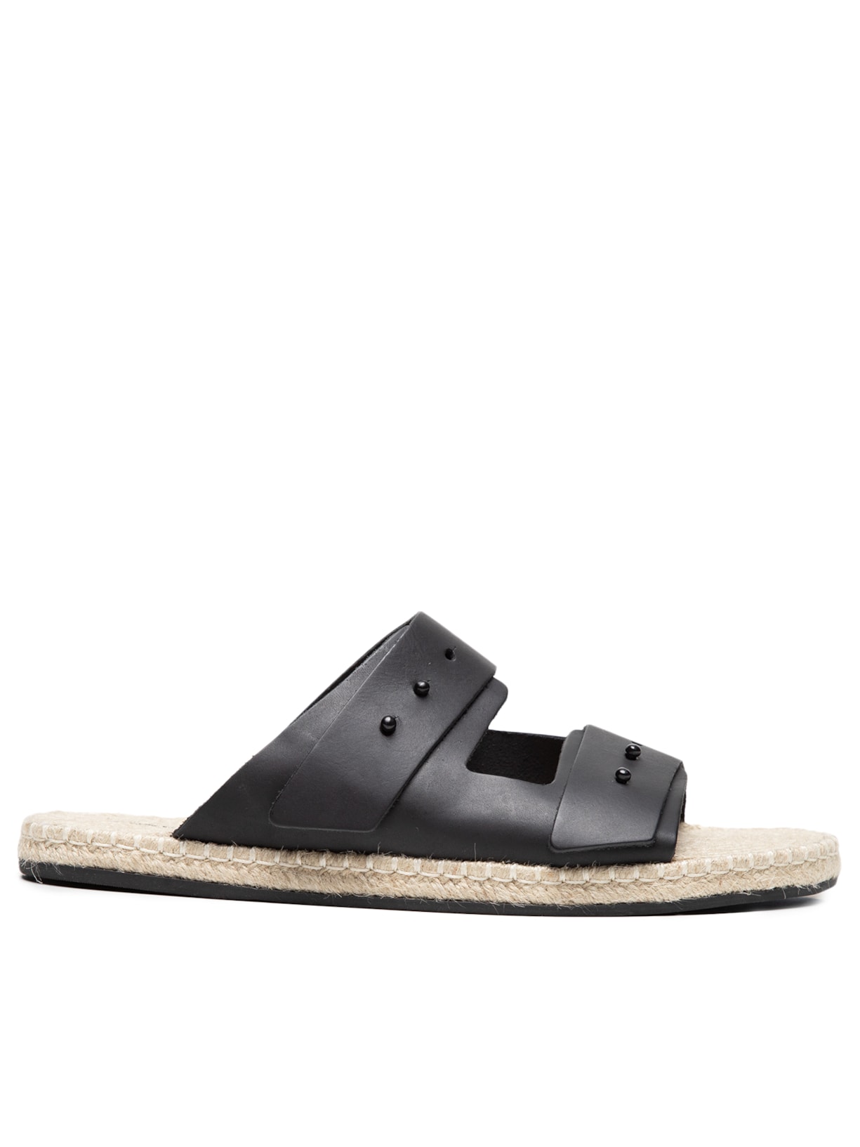 Sandália Masculina Slide Couro E Corda - Preto