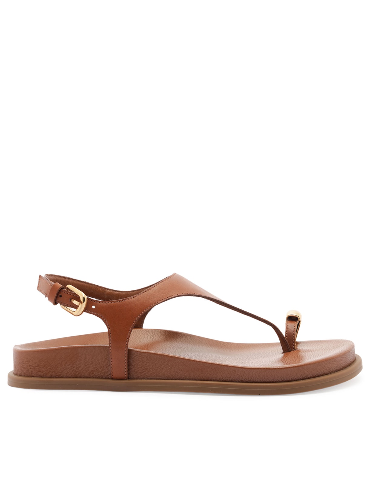 Sandália Papete Couro Dedeira Metal - Marrom