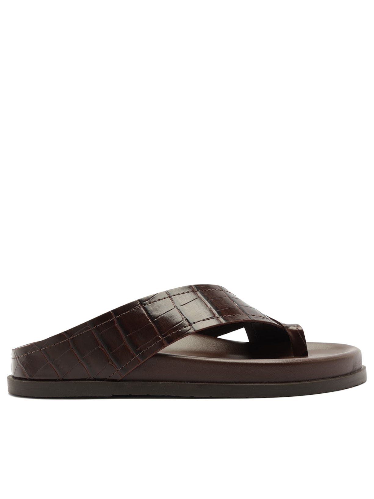 Sandália Papete Eco Croco Glint Marrom Arezzo