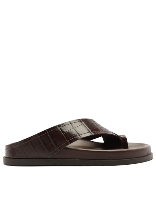 Sandália Papete Eco Croco Glint - Marrom