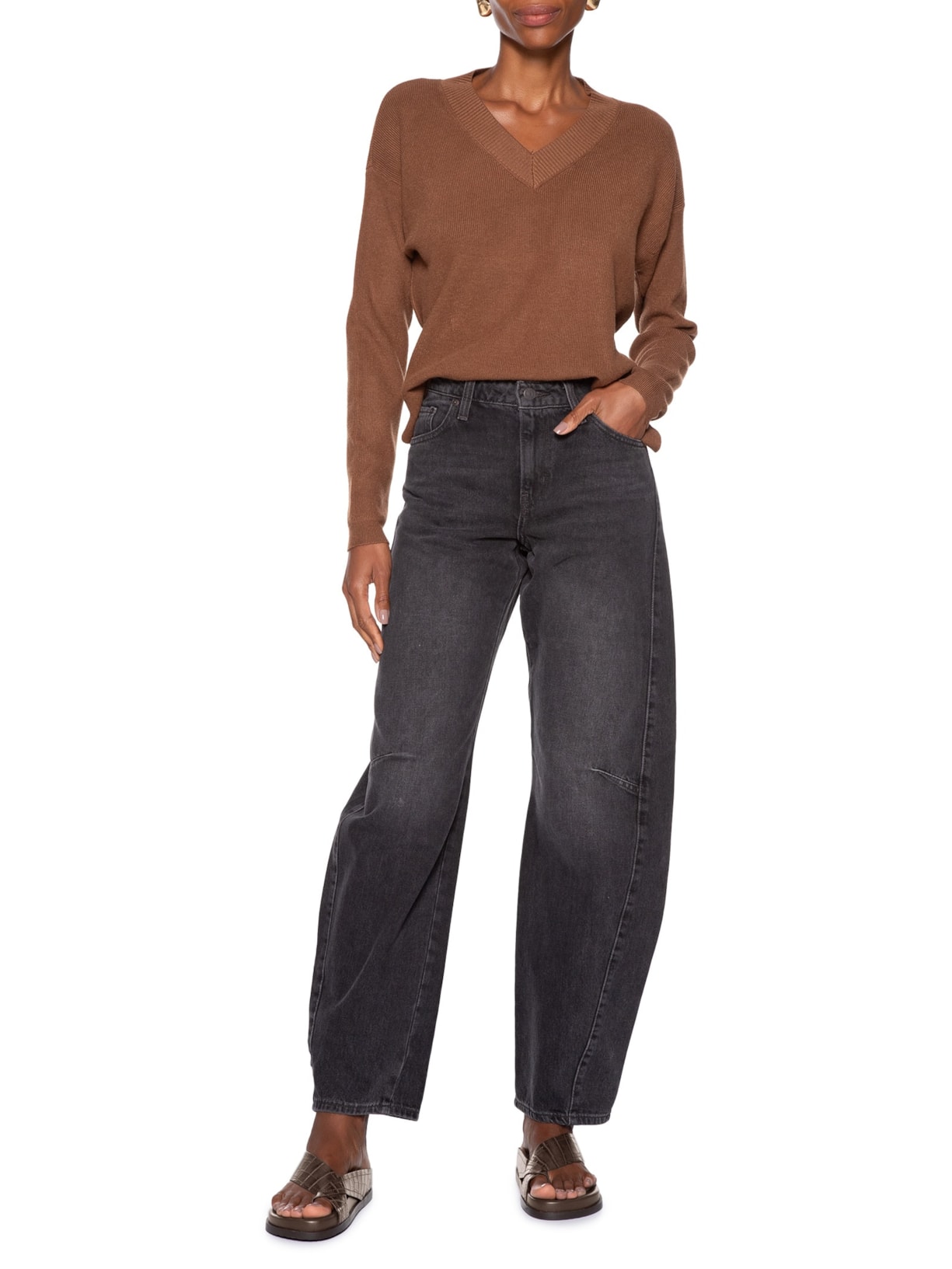 Sandália Papete Eco Croco Glint Marrom Arezzo