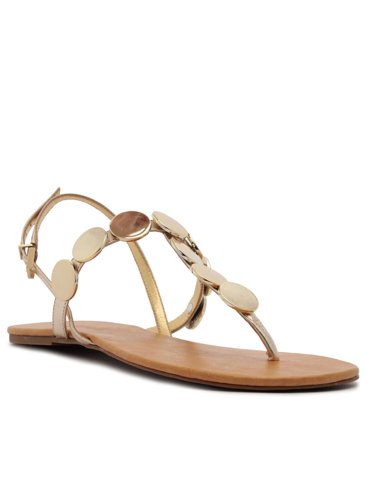 Sandália Rasteira Acacia Couro Boho Dourado Schutz