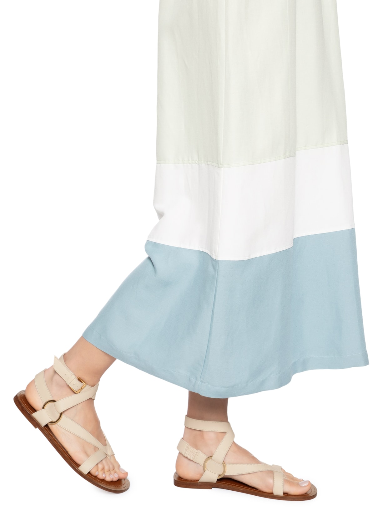 Sandália Rasteira Couro Tiras Largas Bege Arezzo + Lenny Niemeyer