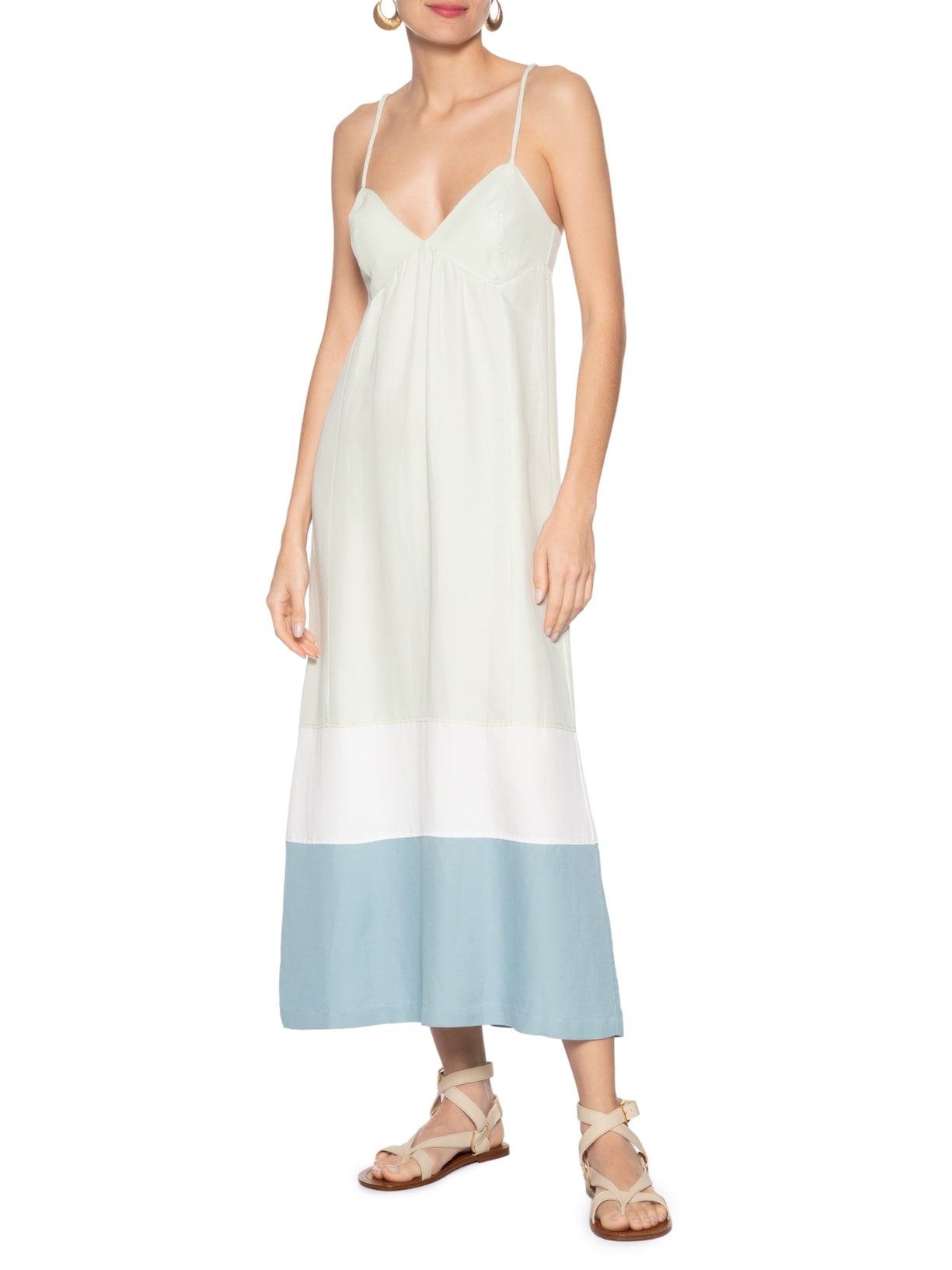 Sandália Rasteira Couro Tiras Largas Bege Arezzo + Lenny Niemeyer