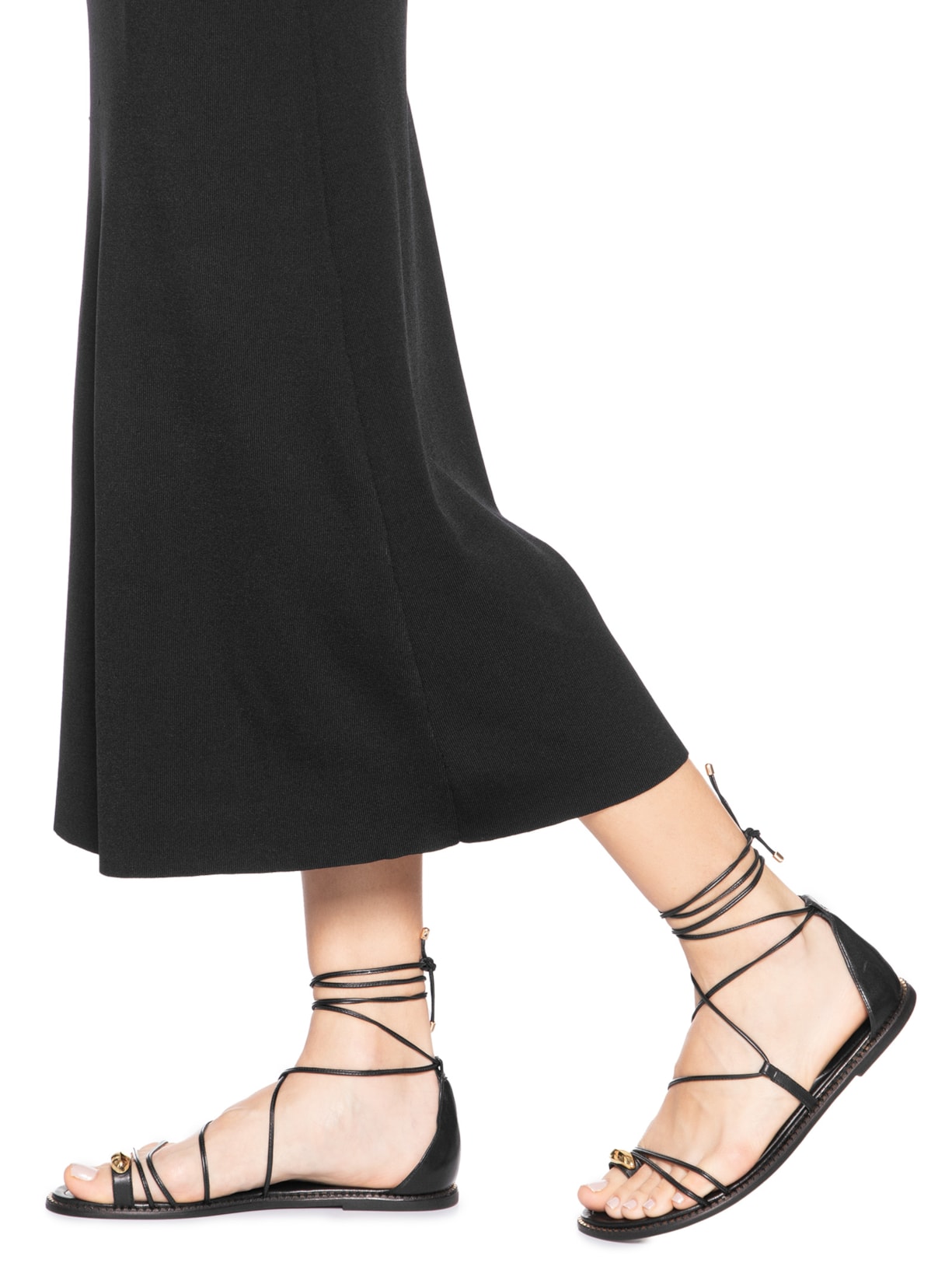 Sandália Rasteira Feminina Amarração Preto Schutz