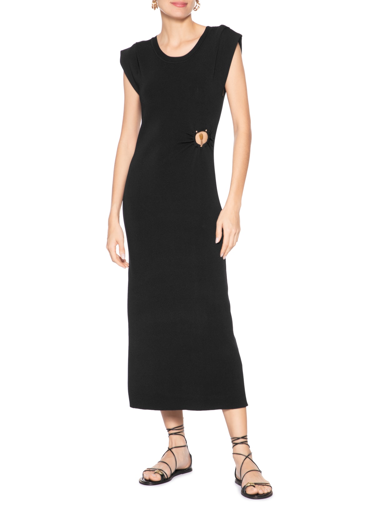 Sandália Rasteira Feminina Amarração Preto Schutz